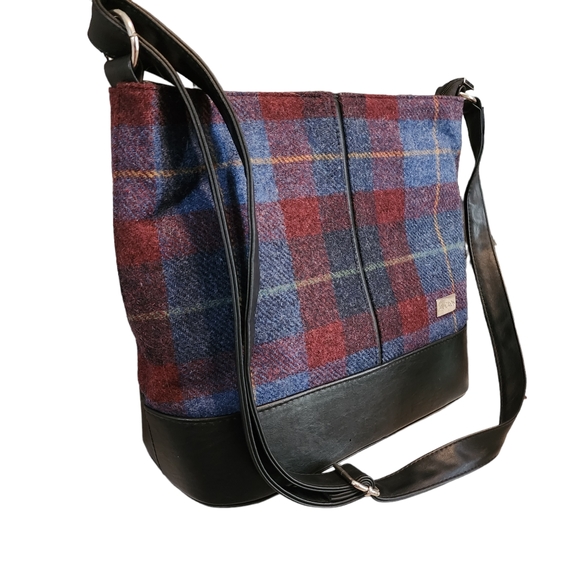 EUC Mucros Made in Ireland Plaid Wool and Leather Crossbody Shoulder Bag - Picture 2 of 11